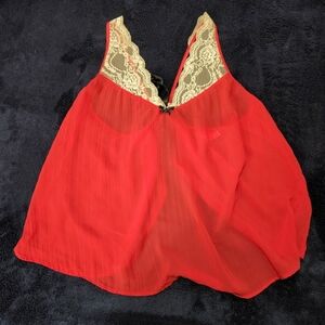 COSMOPOLITAN Sexy Red Lace Top Size Large